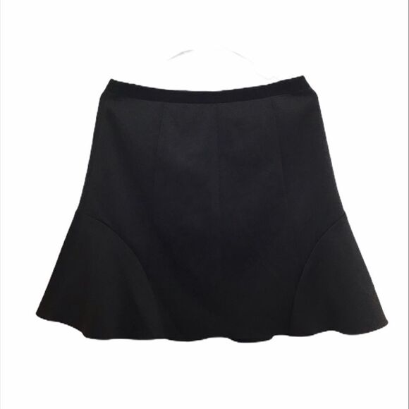 Rebecca Taylor Black High Waist Splicing Casual Flare Mini Skirt New Without Tag - Picture 2 of 11